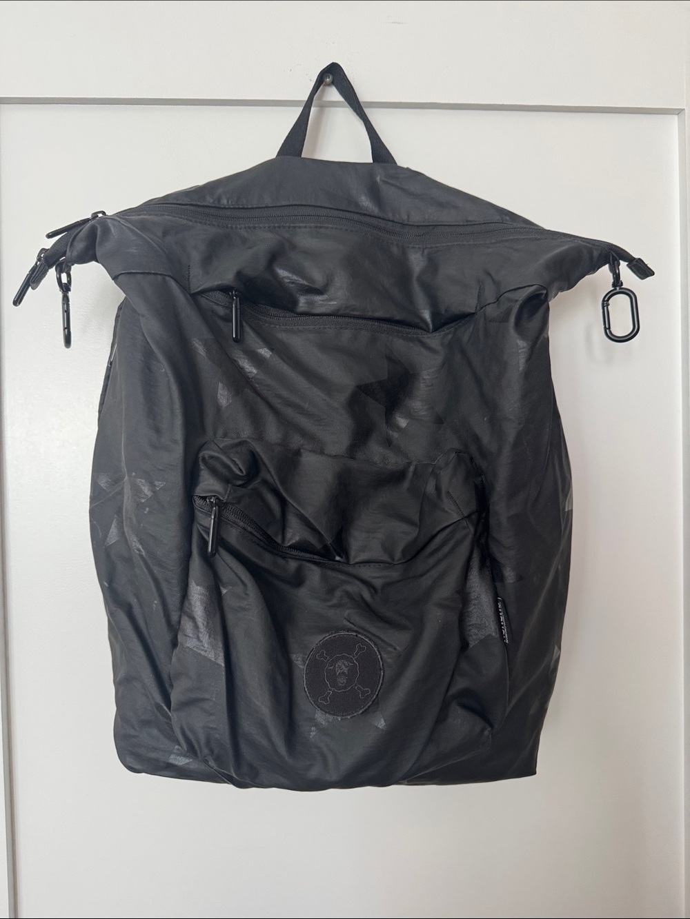 nununu Black Roll-Top Backpack / Diaper Bag with Front Zip Pocket